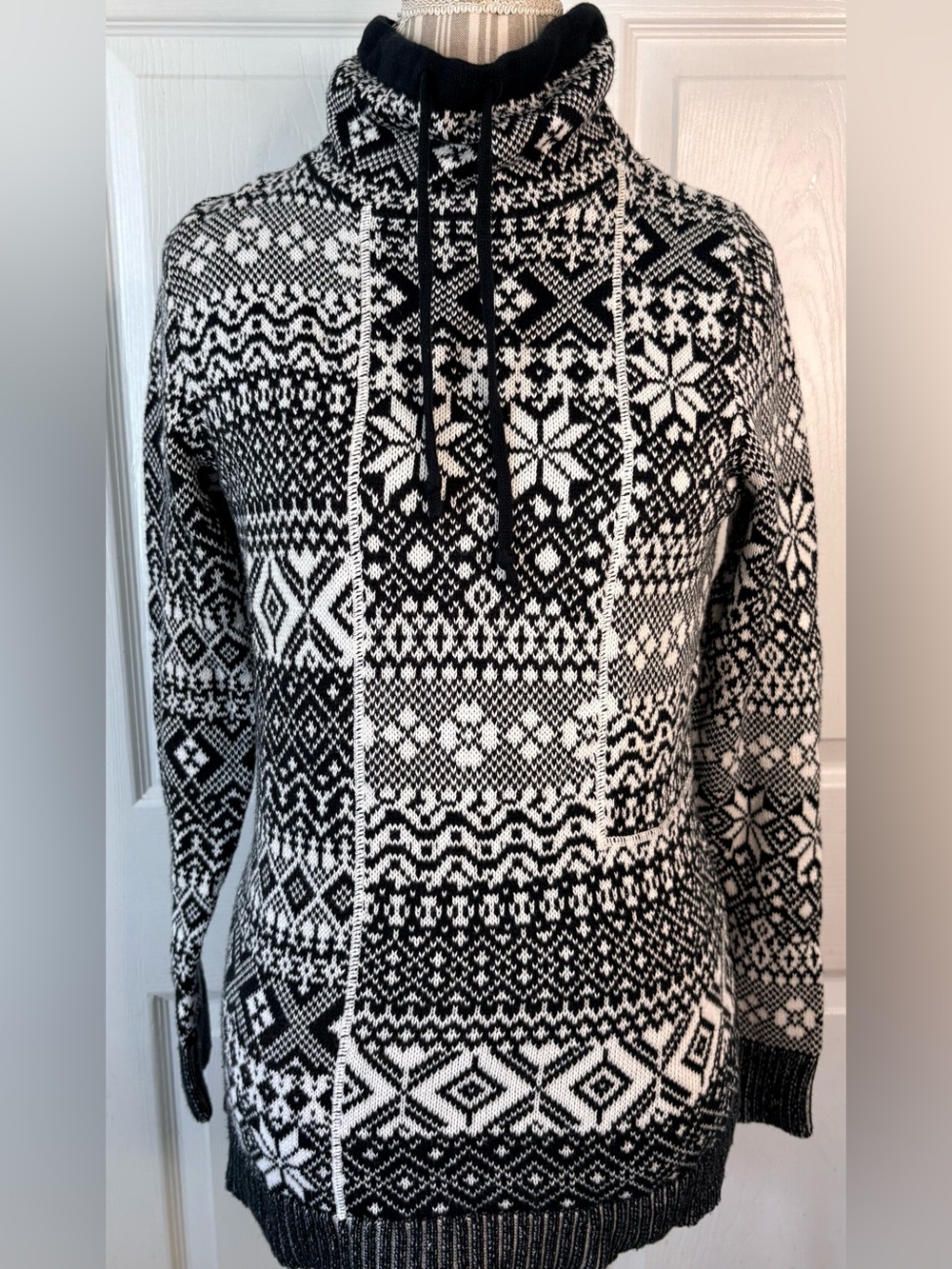 WOOLRICH cotton fair isle funnel neck comfy cozy Cabincore Tunic Sweater Medium